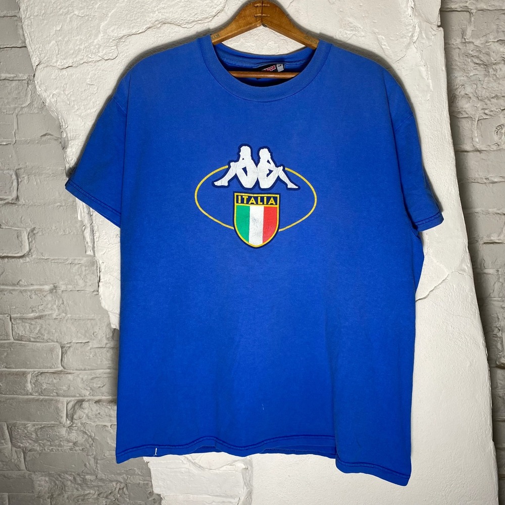 Vintage Kappa Italia T-Shirt Mens Large Made in USA Soccer Tee Double Sided
